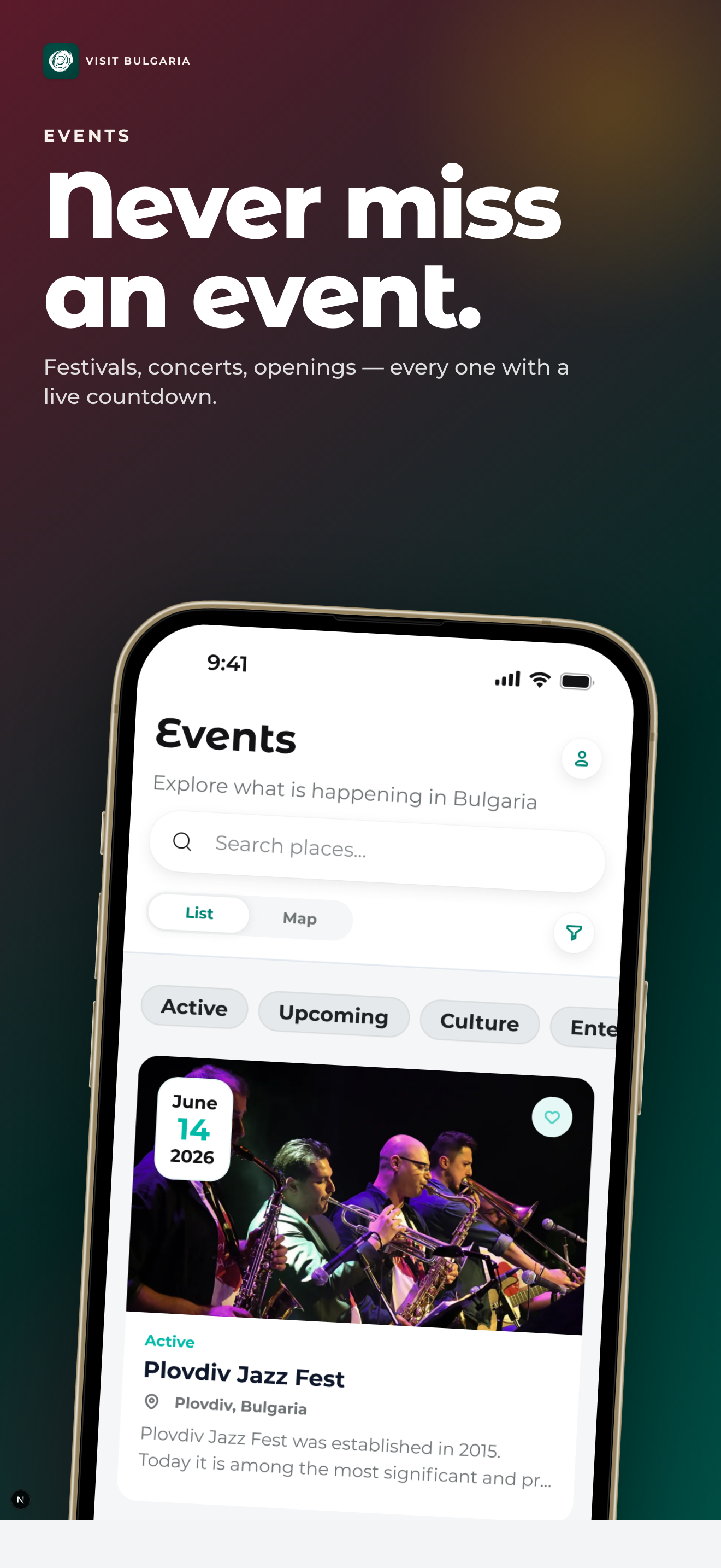 Slide 5 — Never miss an event